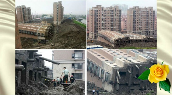 В Китае упал дом, который должны были сдать в эксплуатацию